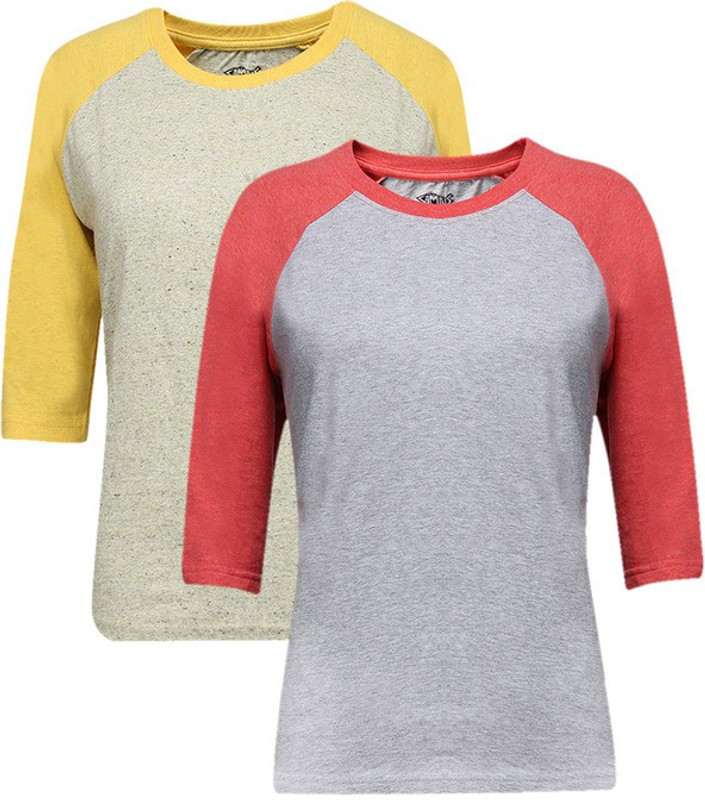 Campus Sutra Casual 3/4 Sleeve Solid Women Multicolor Top