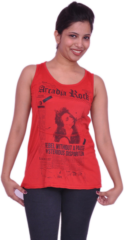 Jevaraz Casual Sleeveless Printed Women Red, Black Top