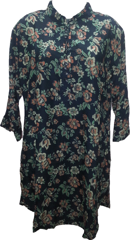 Deesha Casual 3/4 Sleeve Floral Print Women Black Top