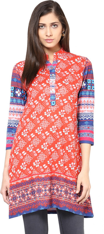 Fritzberg Casual 3/4 Sleeve Printed Women Red Top
