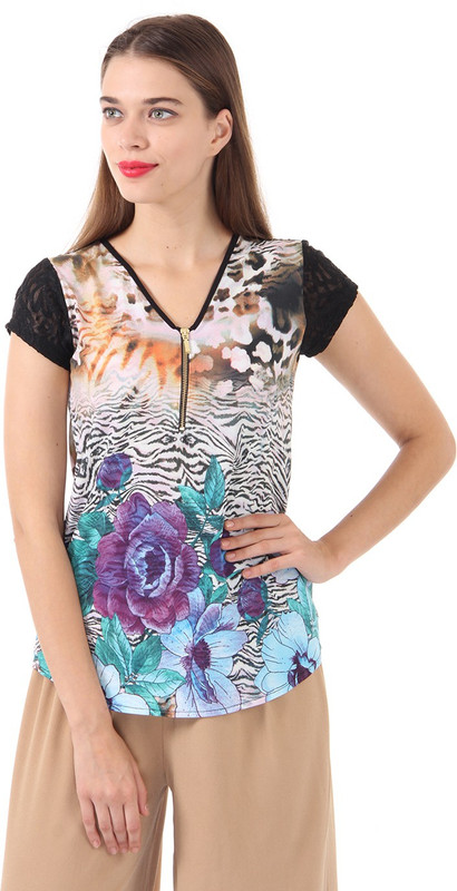 Just In Time Casual Regular Sleeve Floral Print Women Multicolor Top