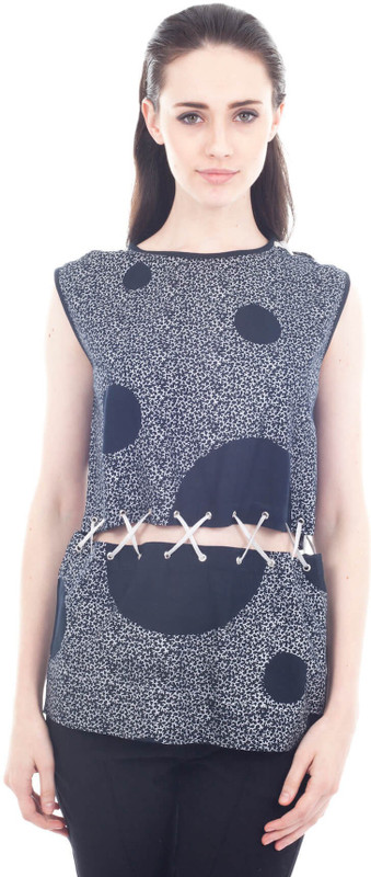 9teen Again Casual Sleeveless Graphic Print Women Black Top