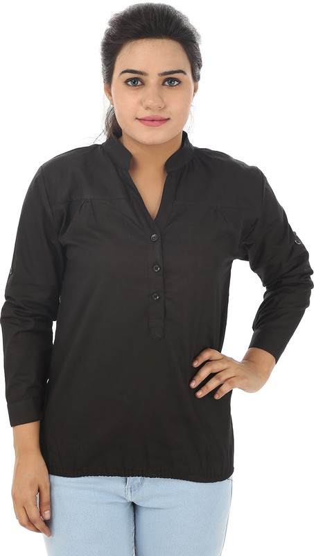 TeeMoods Casual Full Sleeve Solid Women Black Top