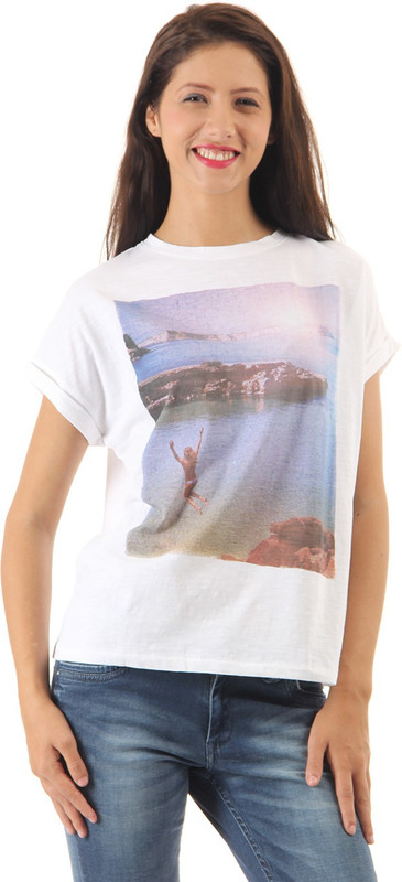 Pepe Jeans Casual Short Sleeve Solid Women White Top