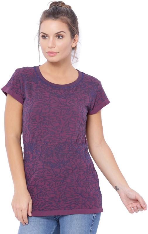 C9 Casual Short Sleeve Printed Women Purple Top