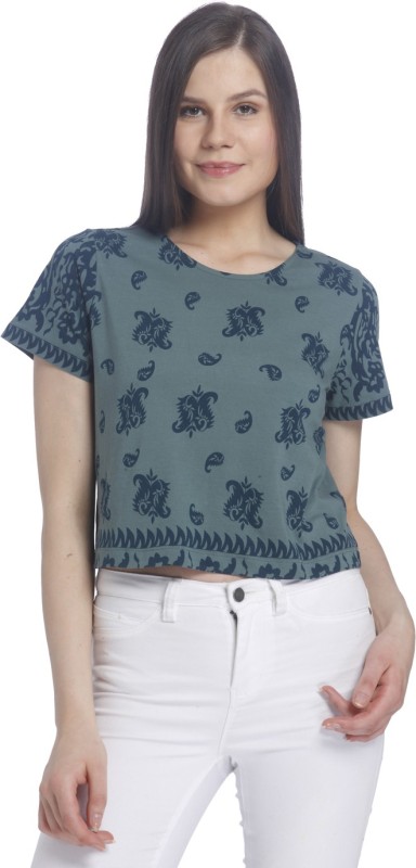 Vero Moda Casual Half Sleeve Paisley Women Blue Top