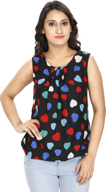 2 Day Casual Sleeveless Graphic Print Women Multicolor Top