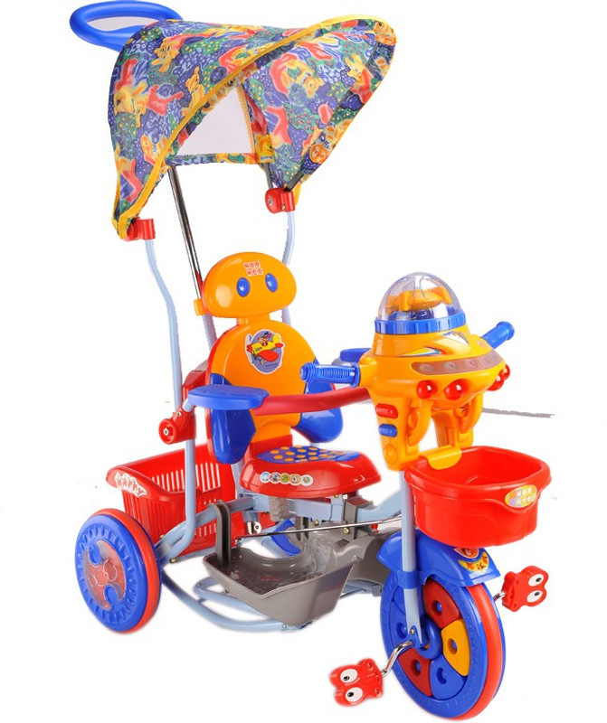MeeMee Premium 2 in 1 Baby Tricycle with Rocker with Canopy 8904146710262 Tricycle(Red, Yellow)