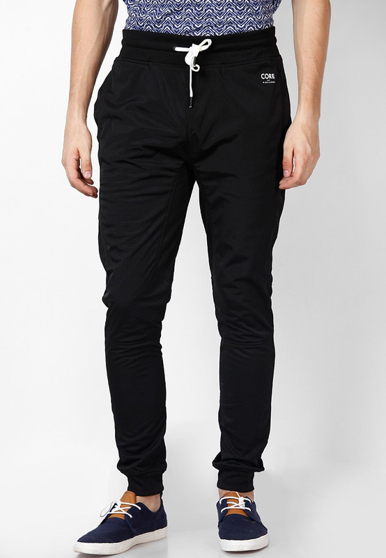 Jack & Jones Solid Men Black Track Pants