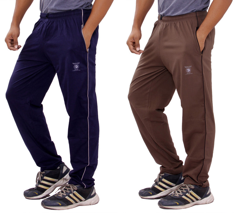 JT International Solid Men Blue, Brown Track Pants