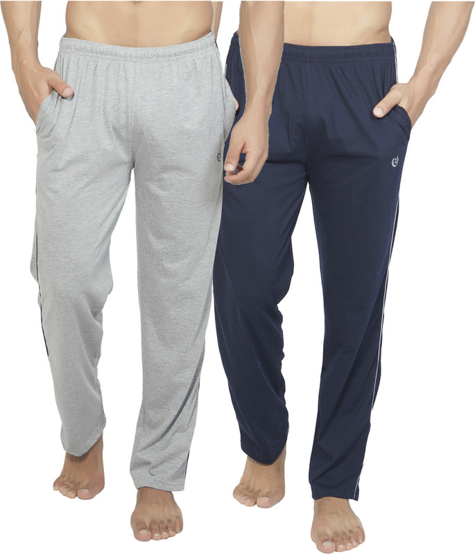 Alan Jones Solid Men Dark Blue, Grey Track Pants