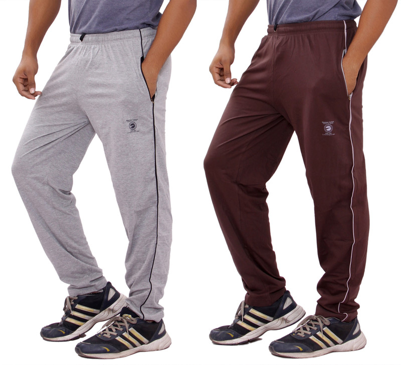 JT International Solid Men Grey, Brown Track Pants
