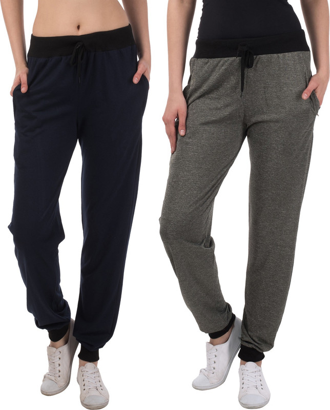 gag wears Solid Women Grey, Dark Blue Track Pants