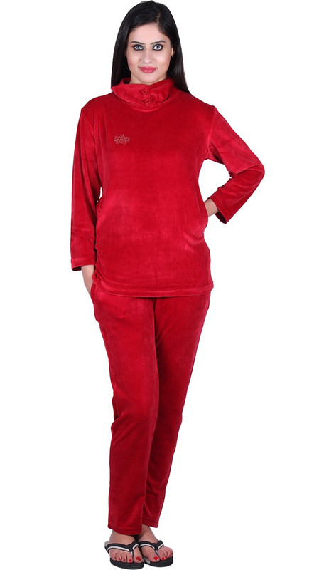 Vivid Bharti Style Polo Neck Solid Women Track Suit