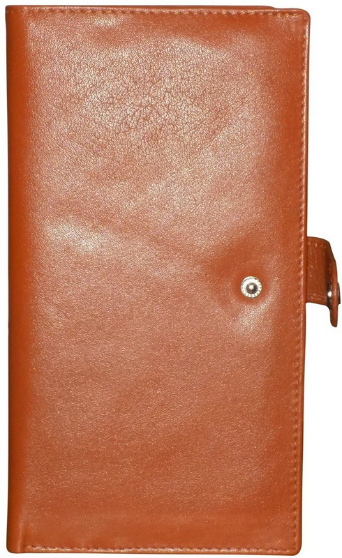 Kan Premium Quality Leather Document Holder/Long Wallet for Unisex(Tan)