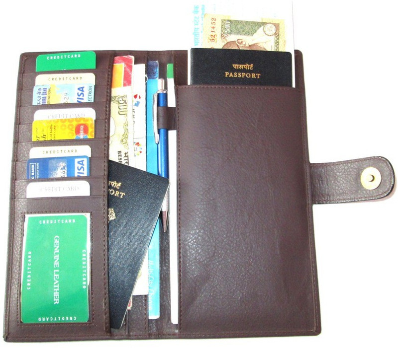 Star Leather Passport & Chequebook Holder(Brown)