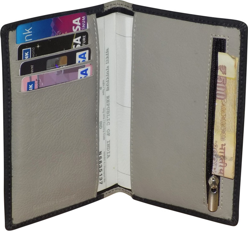 Kan Black and White Premium Quality Leather Travel Document Holder For Men and Women(Multicolor)