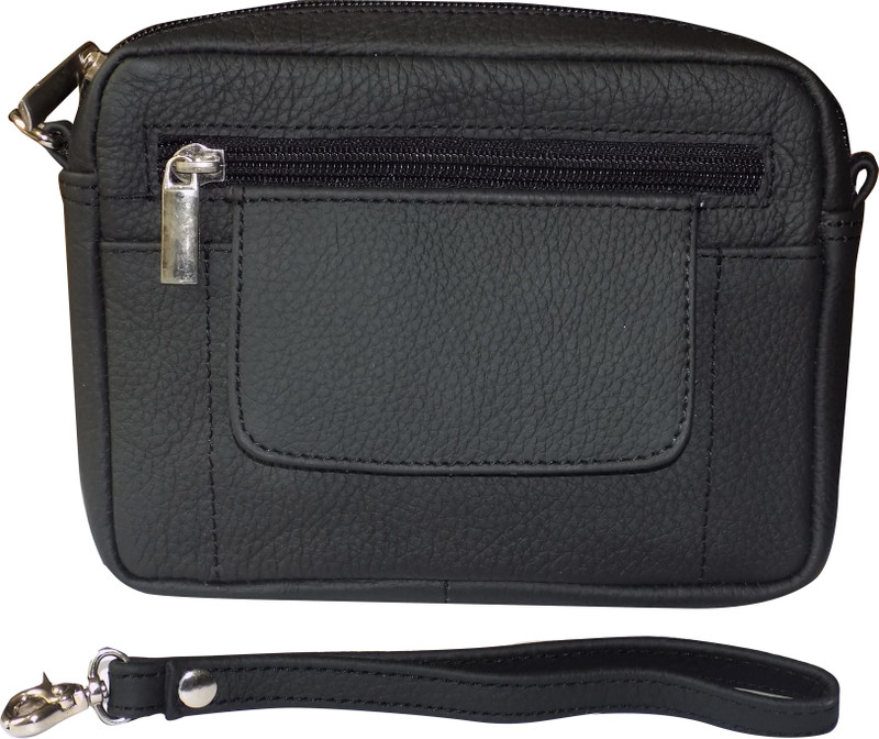 Style 98 Black Genuine Leather Travel Pouch For Men Cosmetic Bag(Black) Style 98 Black Genuine Leather Travel Pouch For Men Cosmetic Bag(Black)