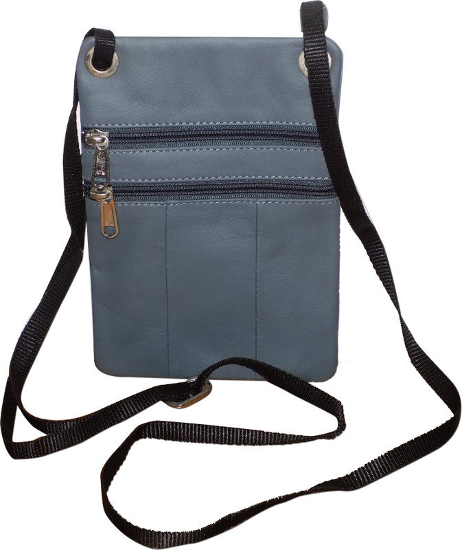 Kan Grey Genuine Leather Travel Pouch/Sling Bag For Men and Women Small Travel Bag(Grey)