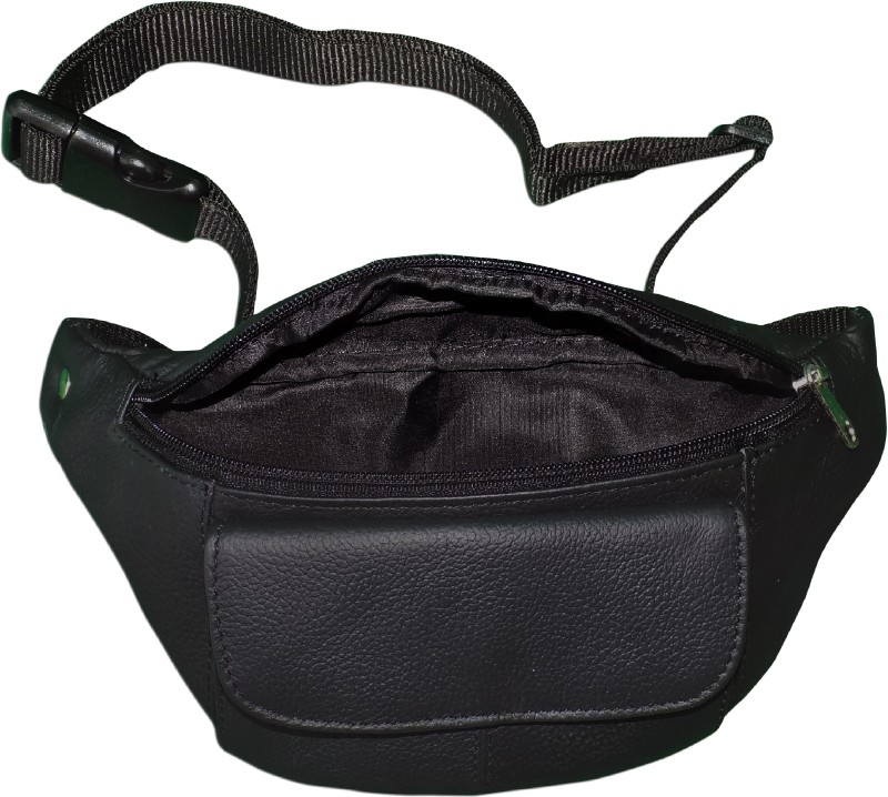 Style 98 Style 98 Black Pure Leather Waist Bag For Men Waist Bag(Black)