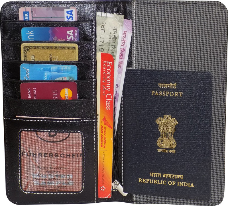 Kan Premium Quality Leather Travel Document Holder/Passport Holder for Unisex(Black)