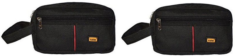 Yark MultiUtility Pouch (Black)-Set Of 2 Travel Toiletry Kit(Black)