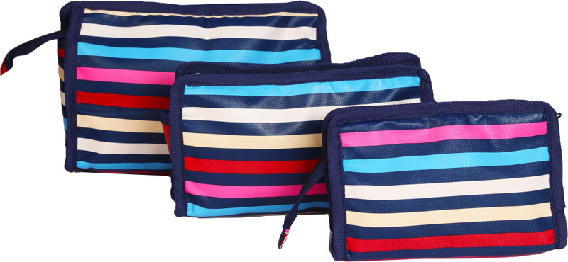 Yark Multi Utility Pouches Set of 3 Travel Toiletry Kit(Blue)