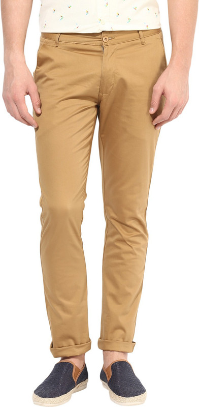Bukkl Slim Fit Men Brown Trousers Bukkl Slim Fit Men Brown Trousers