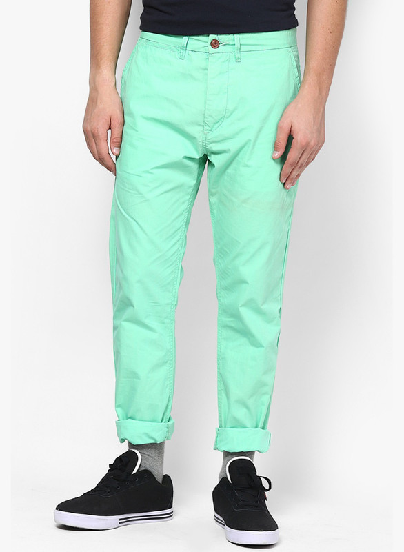 Jack & Jones Slim Fit Men Light Green Trousers