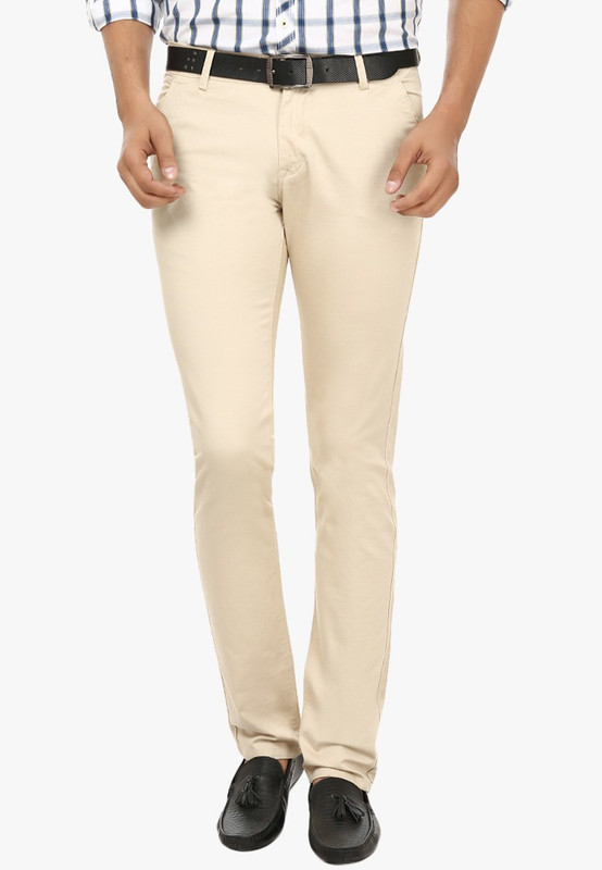 Fever Slim Fit Men Cream Trousers Fever Slim Fit Men Cream Trousers