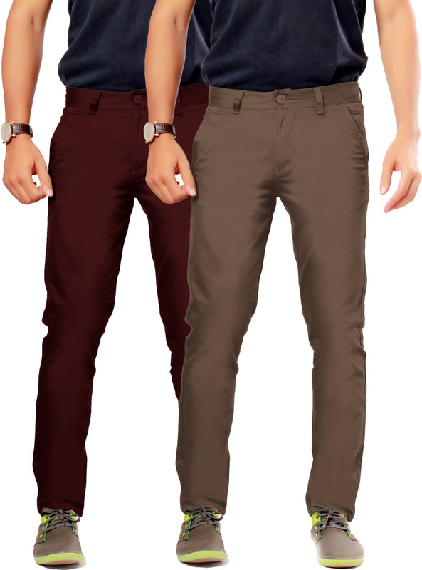 Uber Urban Rocky Slim Fit Men Brown, Maroon Trousers Uber Urban Rocky Slim Fit Men Brown, Maroon Trousers
