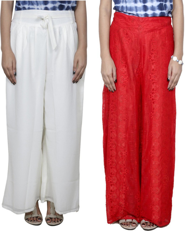 Tullis Regular Fit Women White, Red Trousers