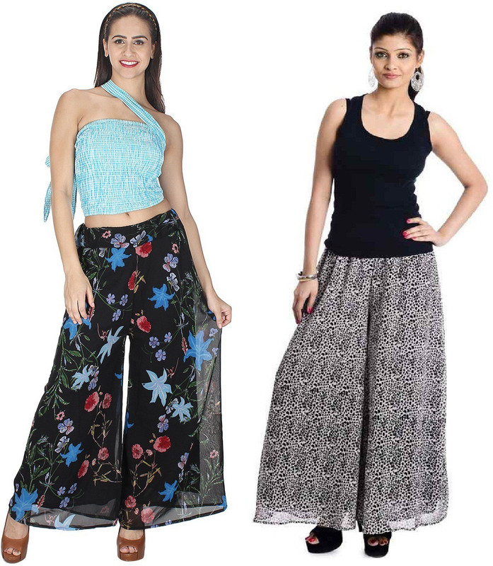 AERO MODA Regular Fit Women Black, Black, White Trousers