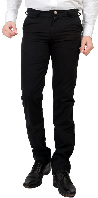 Wood Slim Fit Men Black Trousers