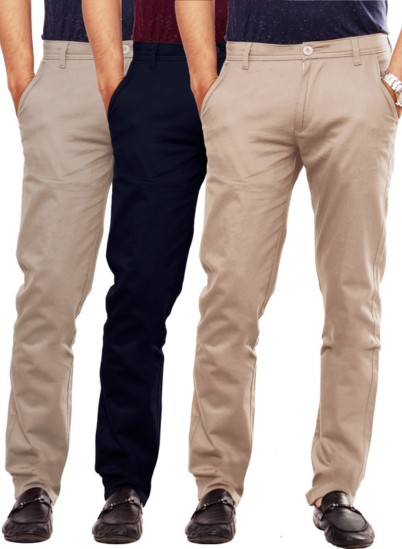 Uber Urban Sleek Slim Fit Men Cream, Dark Blue, Beige Trousers Uber Urban Sleek Slim Fit Men Cream, Dark Blue, Beige Trousers