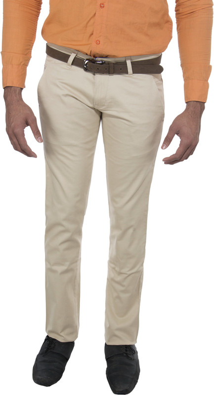 Le-Meiux Slim Fit Men Cream Trousers Le-Meiux Slim Fit Men Cream Trousers
