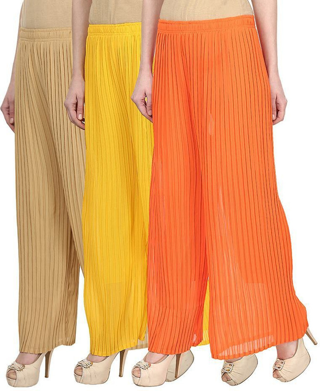 Christy World Regular Fit Women Beige, Yellow, Orange Trousers