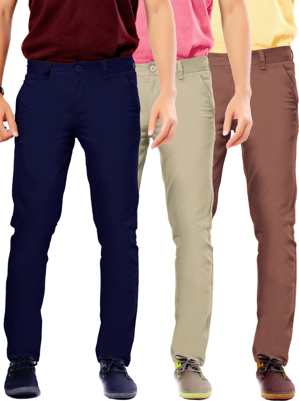 Uber Urban Rocky Slim Fit Men Blue, Silver, Brown Trousers