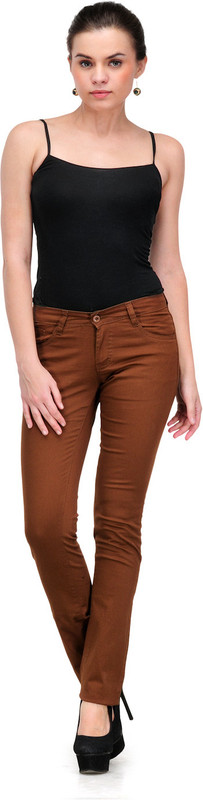 Fashion Cult Slim Fit Women Brown Trousers