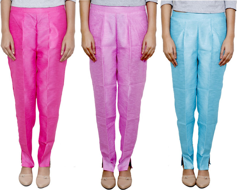 IndiWeaves Regular Fit Women Pink, Pink, Blue Trousers