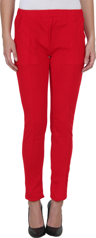 NumBrave Slim Fit Women Red Trousers