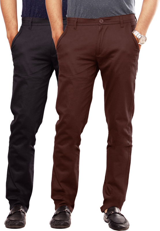 Uber Urban Slim Fit Men Black, Brown Trousers