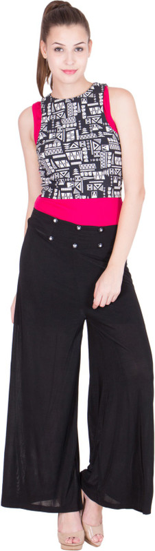 Purple Feather Regular Fit Women Black Trousers