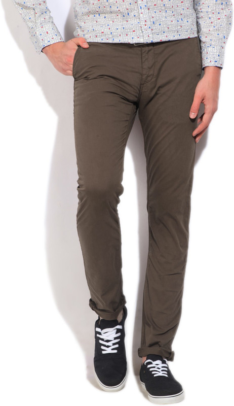 Allen Solly Morteza Slim Fit Men Brown Trousers