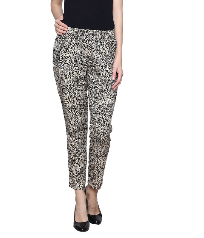 Trendsnu Regular Fit Women Black, Beige Trousers