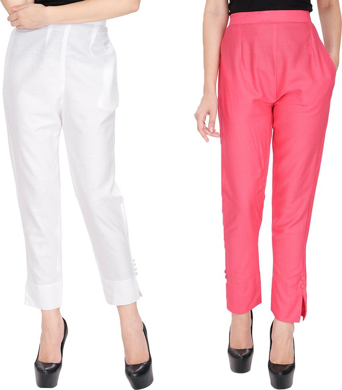 Ali Colours Regular Fit Women White, Pink Trousers