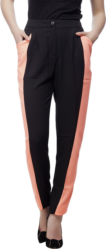 Ottomode Slim Fit Women Black Trousers