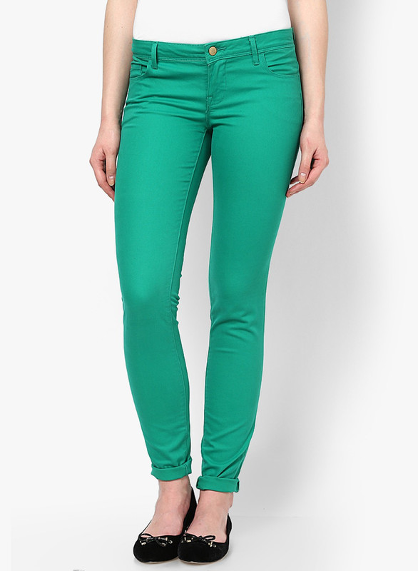Only Skinny Fit Women Green Trousers