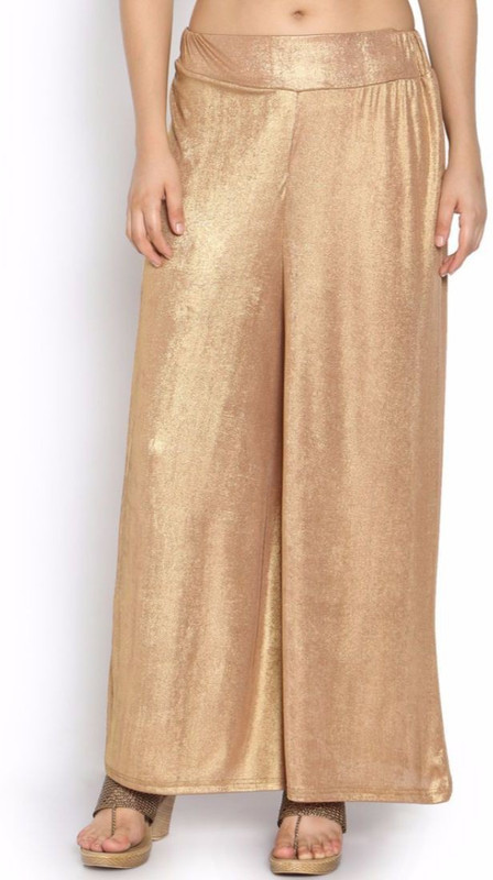 Pop Cherry Slim Fit Women Gold Trousers