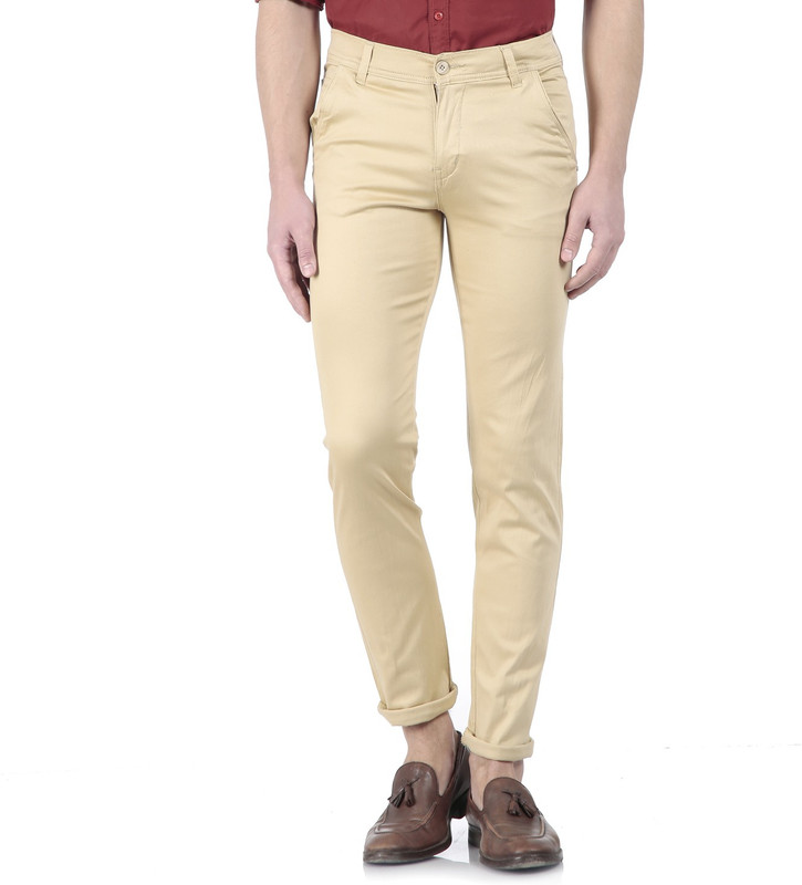 Flyjohn Slim Fit Men Beige Trousers Flyjohn Slim Fit Men Beige Trousers